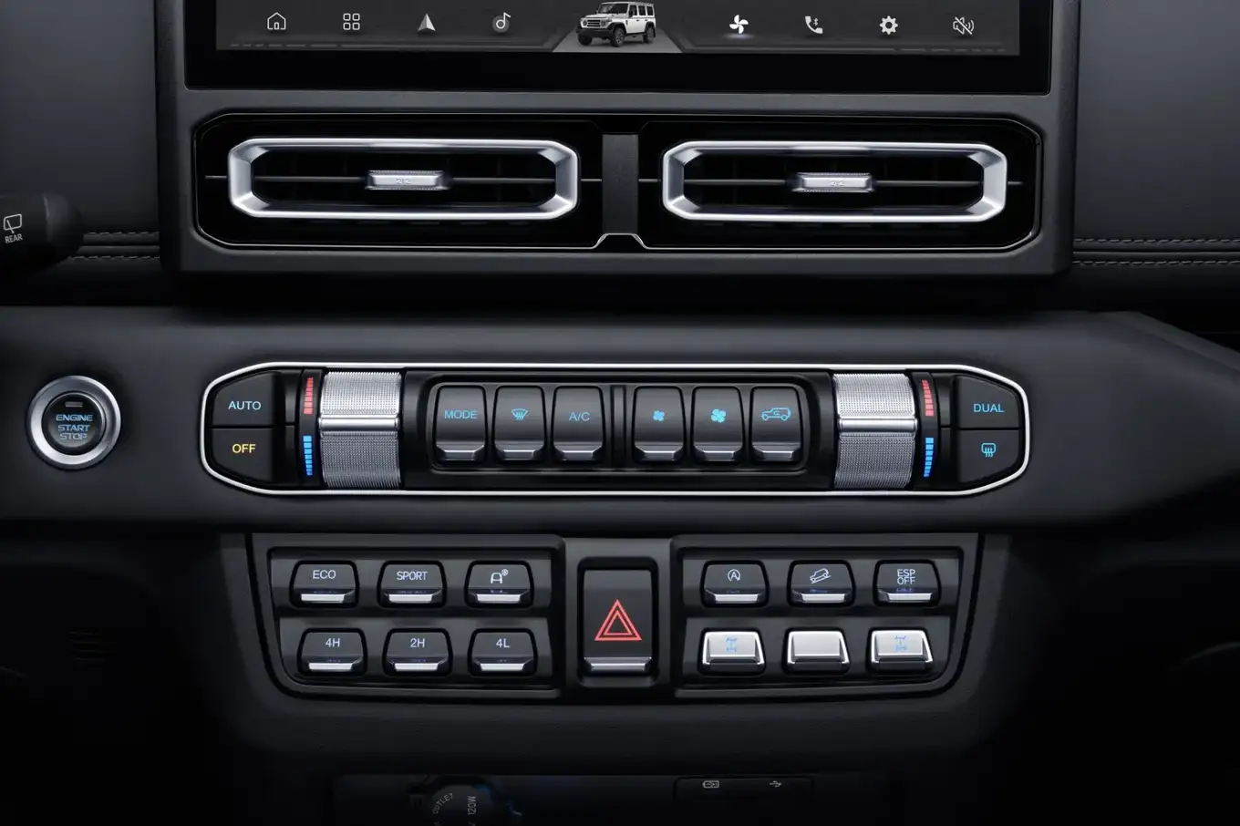 212 Interior · Comenzi off-road